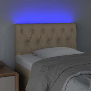 Čelo postele s LED krémové 80 x 7 x 78/88 cm textil - obrázek 3
