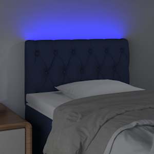 Čelo postele s LED modré 80 x 7 x 78/88 cm textil - obrázek 3