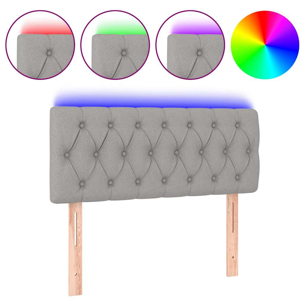 vidaXL Tăblie de pat cu LED, gri deschis, 90x7x78/88 cm, textil