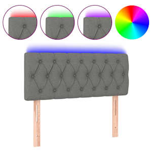 Čelo postele s LED tmavě šedé 90 x 7 x 78/88 cm textil - obrázek 2