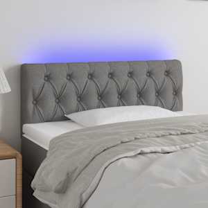 Čelo postele s LED tmavě šedé 90 x 7 x 78/88 cm textil - obrázek 1