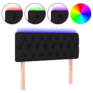 Čelo postele s LED černé 90 x 7 x 78/88 cm textil - obrázek 2