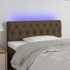 Čelo postele s LED tmavě hnědé 90 x 7 x 78/88 cm textil - obrázek 1