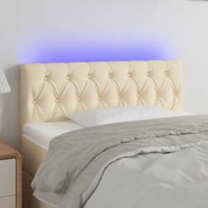 Čelo postele s LED krémové 90 x 7 x 78/88 cm textil - obrázek 1