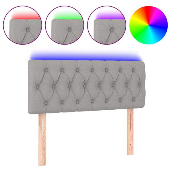 vidaXL LED-voodipeats, helehall, 100x7x78/88 cm, kangas