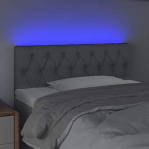 Čelo postele s LED světle šedé 100 x 7 x 78/88 cm textil - obrázek 3