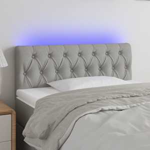 Čelo postele s LED světle šedé 100 x 7 x 78/88 cm textil - obrázek 1