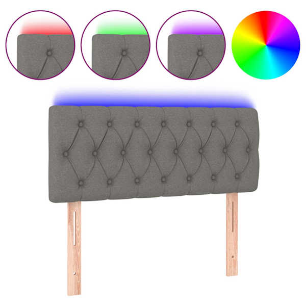 vidaXL LED-voodipeats, tumehall, 100x7x78/88 cm, kangas