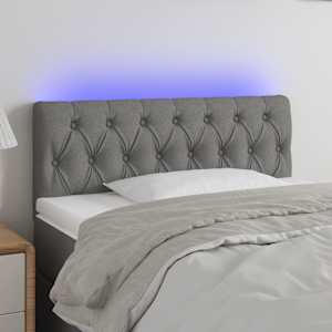 Čelo postele s LED tmavě šedé 100 x 7 x 78/88 cm textil - obrázek 1