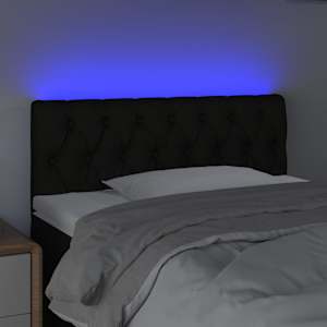 Čelo postele s LED černé 100 x 7 x 78/88 cm textil - obrázek 3