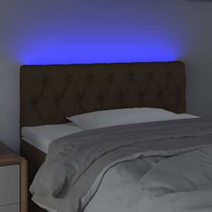 Čelo postele s LED tmavě hnědé 100 x 7 x 78/88 cm textil - obrázek 3