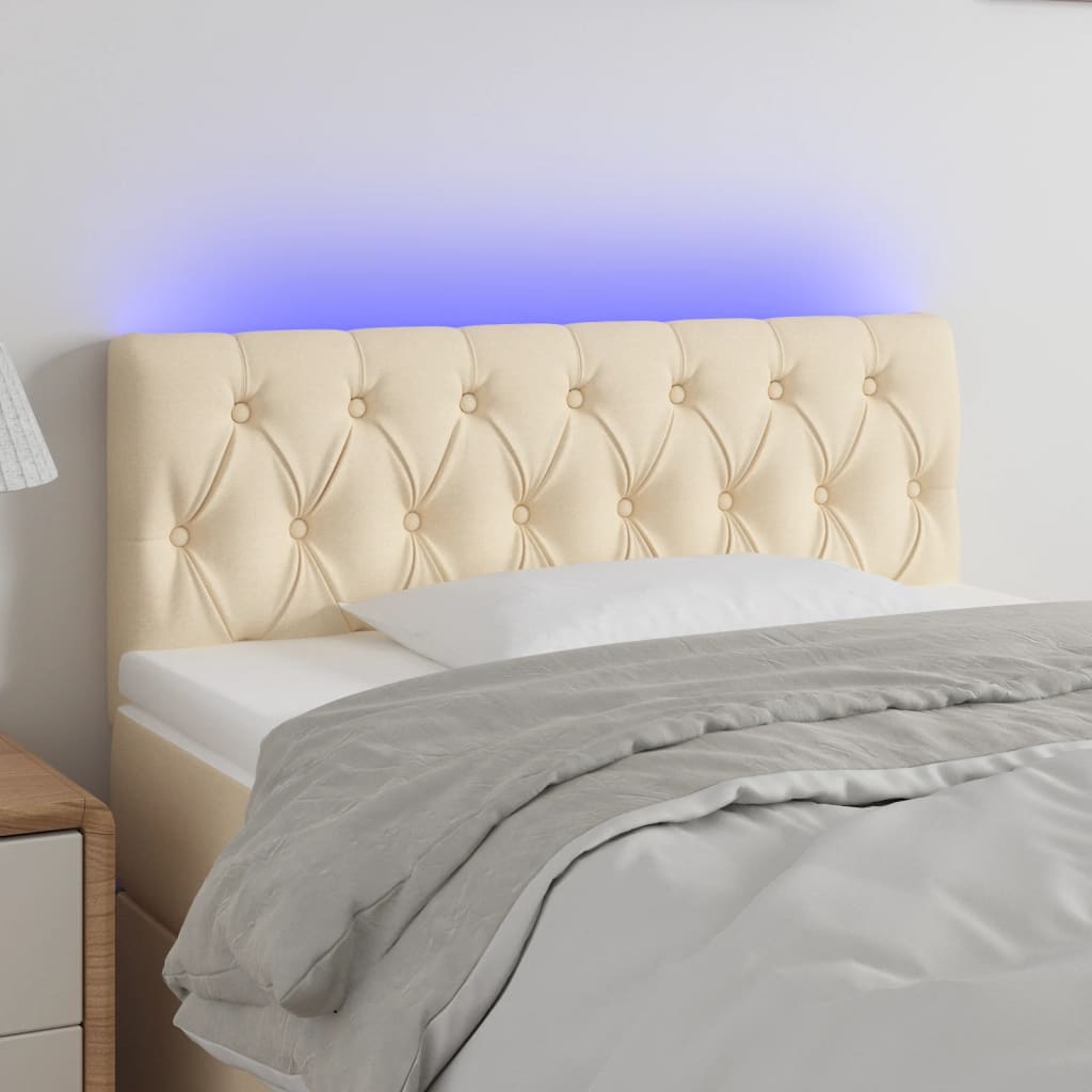 vidaXL Tête de lit à LED Crème 100x7x78/88 cm Tissu