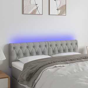 Čelo postele s LED světle šedé 144 x 7 x 78/88 cm textil - obrázek 1