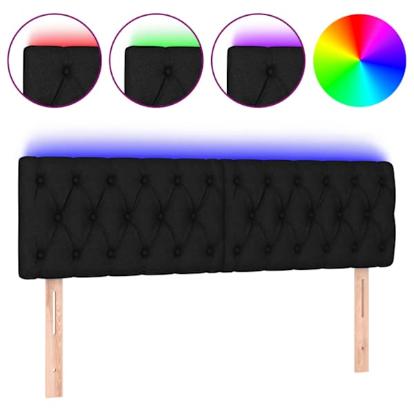 vidaXL LED-voodipeats, must, 144x7x78/88 cm, kangas
