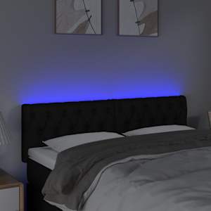 Čelo postele s LED černé 144 x 7 x 78/88 cm textil - obrázek 3
