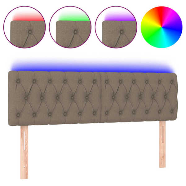 vidaXL LED-voodipeats, pruunikashall, 144x7x78/88 cm, kangas