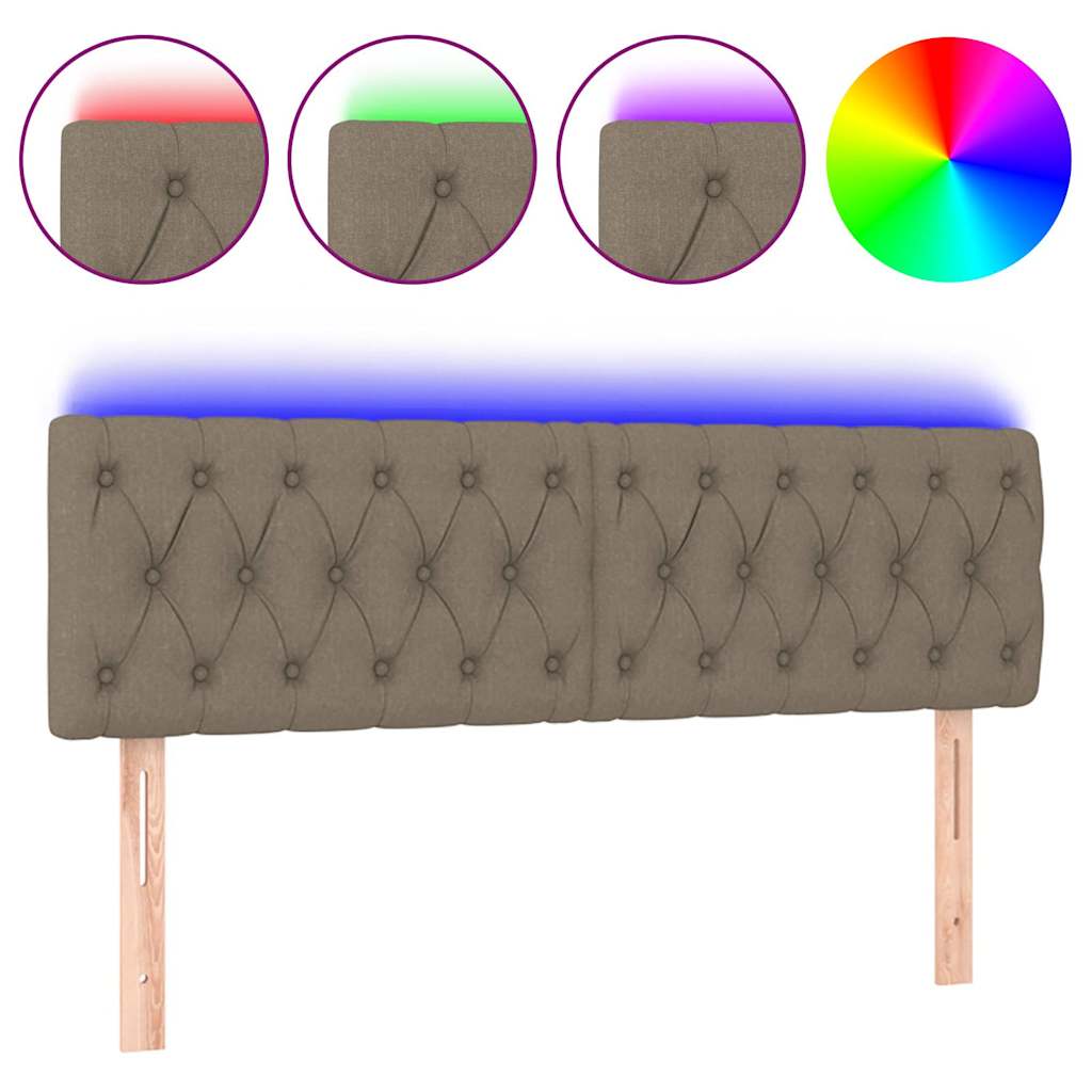 vidaXL Hoofdbord LED 144x7x78/88 cm stof taupe, foto 3