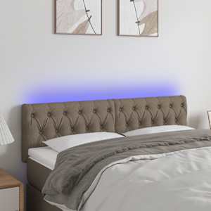 Čelo postele s LED taupe 144 x 7 x 78/88 cm textil - obrázek 1