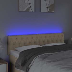 Čelo postele s LED krémové 144 x 7 x 78/88 cm textil - obrázek 3