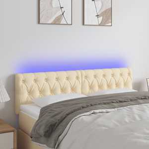 Čelo postele s LED krémové 144 x 7 x 78/88 cm textil - obrázek 1
