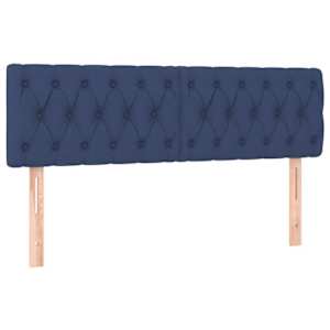 Čelo postele s LED modré 144 x 7 x 78/88 cm textil - obrázek 4
