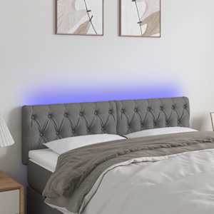Čelo postele s LED tmavě šedé 160 x 7 x 78/88 cm textil - obrázek 1