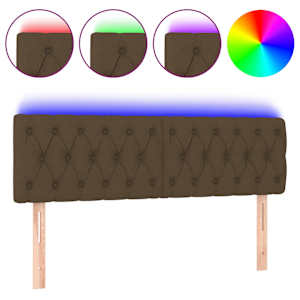 vidaXL LED-voodipeats, tumepruun, 160x7x78/88 cm, kangas