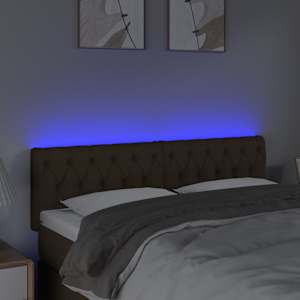 Čelo postele s LED tmavě hnědé 160 x 7 x 78/88 cm textil - obrázek 3