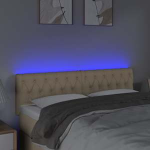 Čelo postele s LED krémové 160 x 7 x 78/88 cm textil - obrázek 3