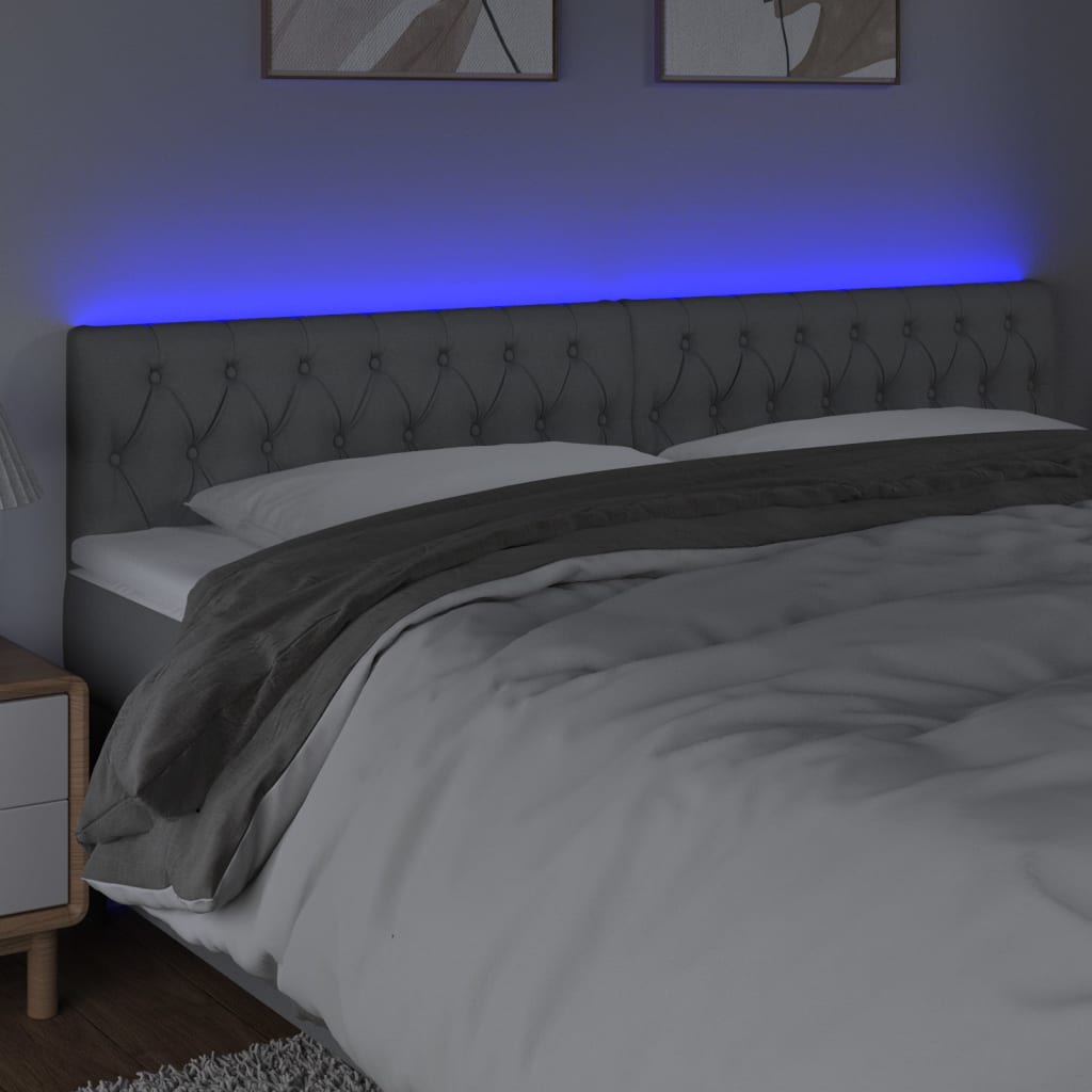  Čelo postele s LED bledosivé 180x7x78/88 cm látka
