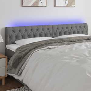 Čelo postele s LED tmavě šedé 180 x 7 x 78/88 cm textil - obrázek 1