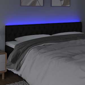 Čelo postele s LED černé 180 x 7 x 78/88 cm textil - obrázek 3