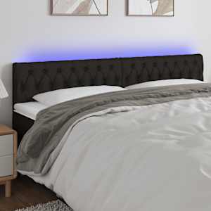 Čelo postele s LED černé 180 x 7 x 78/88 cm textil - obrázek 1