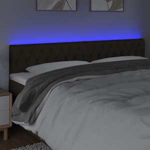 Čelo postele s LED tmavě hnědé 180 x 7 x 78/88 cm textil - obrázek 3