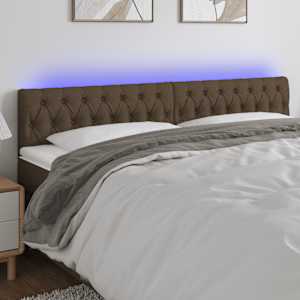 Čelo postele s LED tmavě hnědé 180 x 7 x 78/88 cm textil - obrázek 1