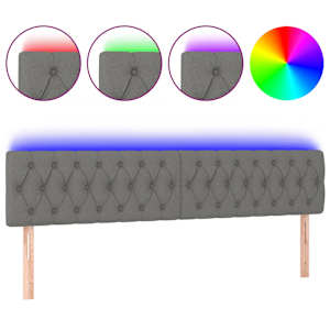 Čelo postele s LED tmavě šedé 200 x 7 x 78/88 cm textil - obrázek 2