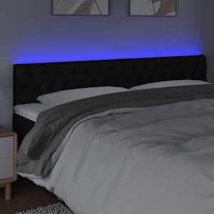 Čelo postele s LED černé 200 x 7 x 78/88 cm textil - obrázek 3