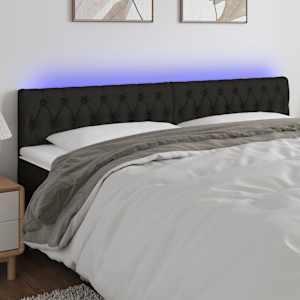 Čelo postele s LED černé 200 x 7 x 78/88 cm textil - obrázek 1