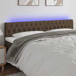 Čelo postele s LED tmavě hnědé 200 x 7 x 78/88 cm textil - obrázek 1