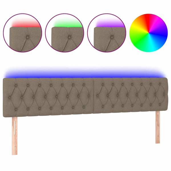 vidaXL LED-voodipeats, pruunikashall, 200x7x78/88 cm, kangas