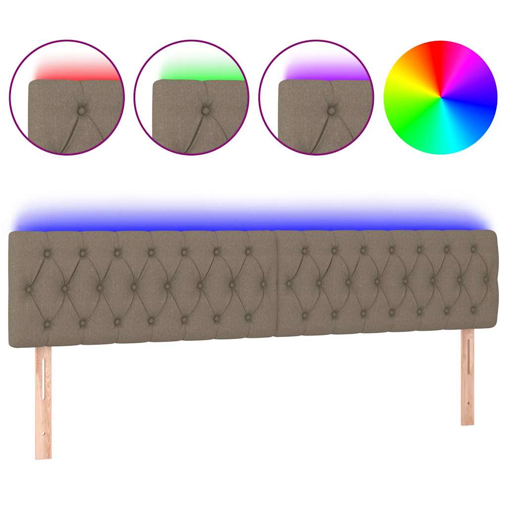 vidaXL Hoofdbord LED 200x7x78/88 cm stof taupe, foto 3