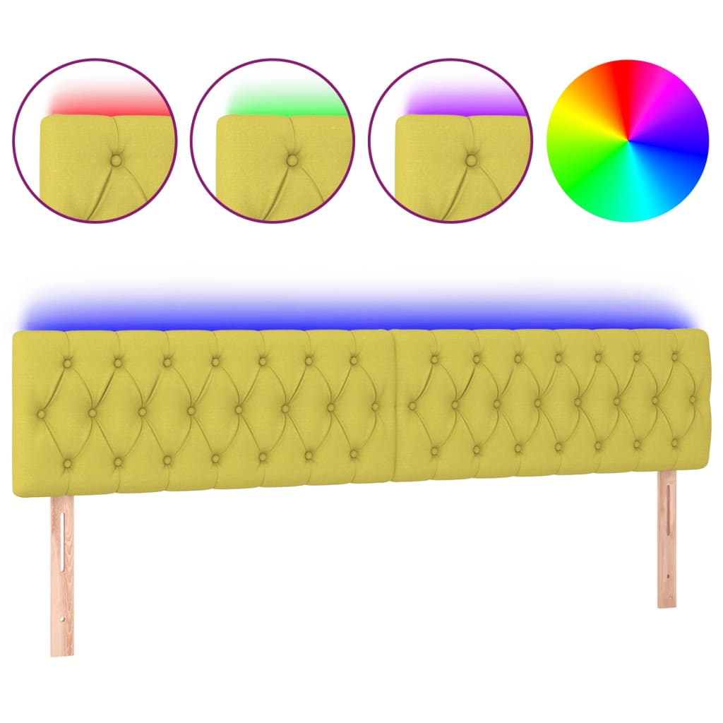 vidaXL Hoofdbord LED 200x7x78/88 cm stof groen