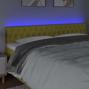 Čelo postele s LED zelené 200 x 7 x 78/88 cm textil - obrázek 3