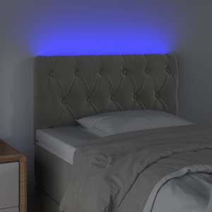 Čelo postele s LED světle šedé 80 x 7 x 78/88 cm samet - obrázek 3