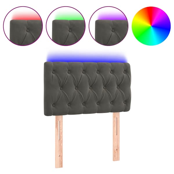 vidaXL LED-voodipeats, tumehall, 80x7x78/88 cm, samet
