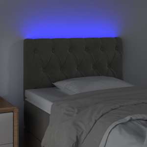 Čelo postele s LED tmavě šedé 80 x 7 x 78/88 cm samet - obrázek 3