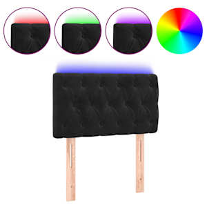Čelo postele s LED černé 80 x 7 x 78/88 cm samet - obrázek 2