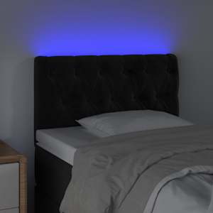 Čelo postele s LED černé 80 x 7 x 78/88 cm samet - obrázek 3