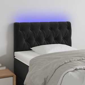 Čelo postele s LED černé 80 x 7 x 78/88 cm samet - obrázek 1