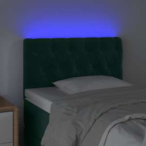Čelo postele s LED tmavě zelené 80 x 7 x 78/88 cm samet - obrázek 3